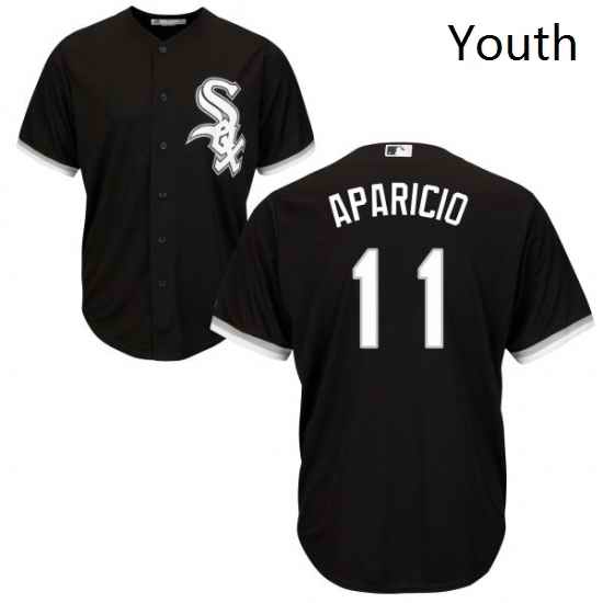 Youth Majestic Chicago White Sox 11 Luis Aparicio Replica Black Alternate Home Cool Base MLB Jersey